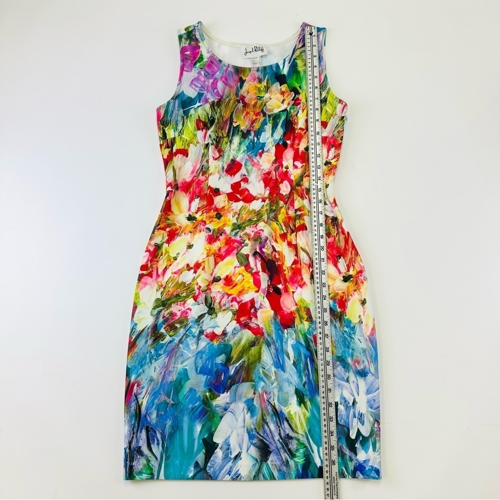 Joseph Ribkoff multi coloured print sleeveless stretch dress Fits 10ish - Picture 2 of 9